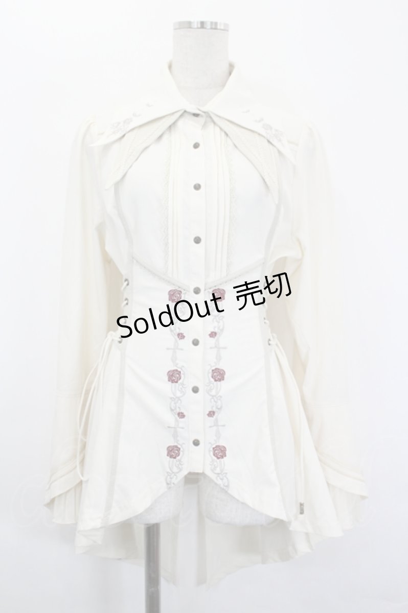 画像1: Ozz oneste / 薔薇刺繍&スナップボタンシャツ  アイボリー I-26-05-20-029-OO-BL-SA-ZI (1)