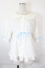 画像1: BABY,THE STARS SHINE BRIGHT / Toy's Fluffy Dreamベビードールブラウス  白Ｘサックス I-26-05-22-006-BA-BL-SA-ZI (1)