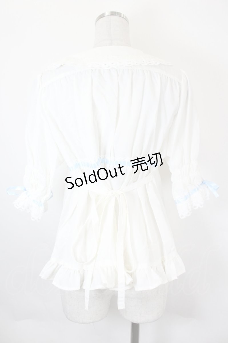 画像2: BABY,THE STARS SHINE BRIGHT / Toy's Fluffy Dreamベビードールブラウス  白Ｘサックス I-26-05-22-006-BA-BL-SA-ZI (2)