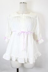 画像1: BABY,THE STARS SHINE BRIGHT / Toy's Fluffy Dreamベビードールブラウス  白Ｘラベンダー I-26-05-22-007-BA-BL-SA-ZI (1)