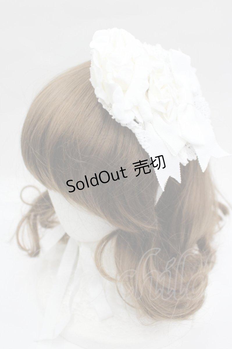 画像1: BABY,THE STARS SHINE BRIGHT / HAT ローズリボン丸型ヘッドドレス  白 I-26-05-22-063-BA-AC-SA-ZI (1)