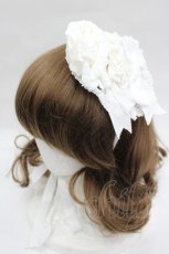 画像1: BABY,THE STARS SHINE BRIGHT / HAT ローズリボン丸型ヘッドドレス  白 I-26-05-22-063-BA-AC-SA-ZI (1)