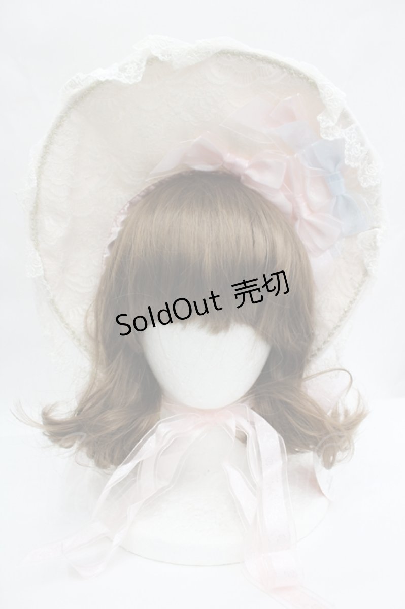 画像1: BABY,THE STARS SHINE BRIGHT / Marie Antoinette Laceボンネット  アイボリーＸピンク I-26-05-22-076-BA-AC-SA-ZI (1)