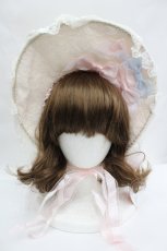 画像1: BABY,THE STARS SHINE BRIGHT / Marie Antoinette Laceボンネット  アイボリーＸピンク I-26-05-22-076-BA-AC-SA-ZI (1)