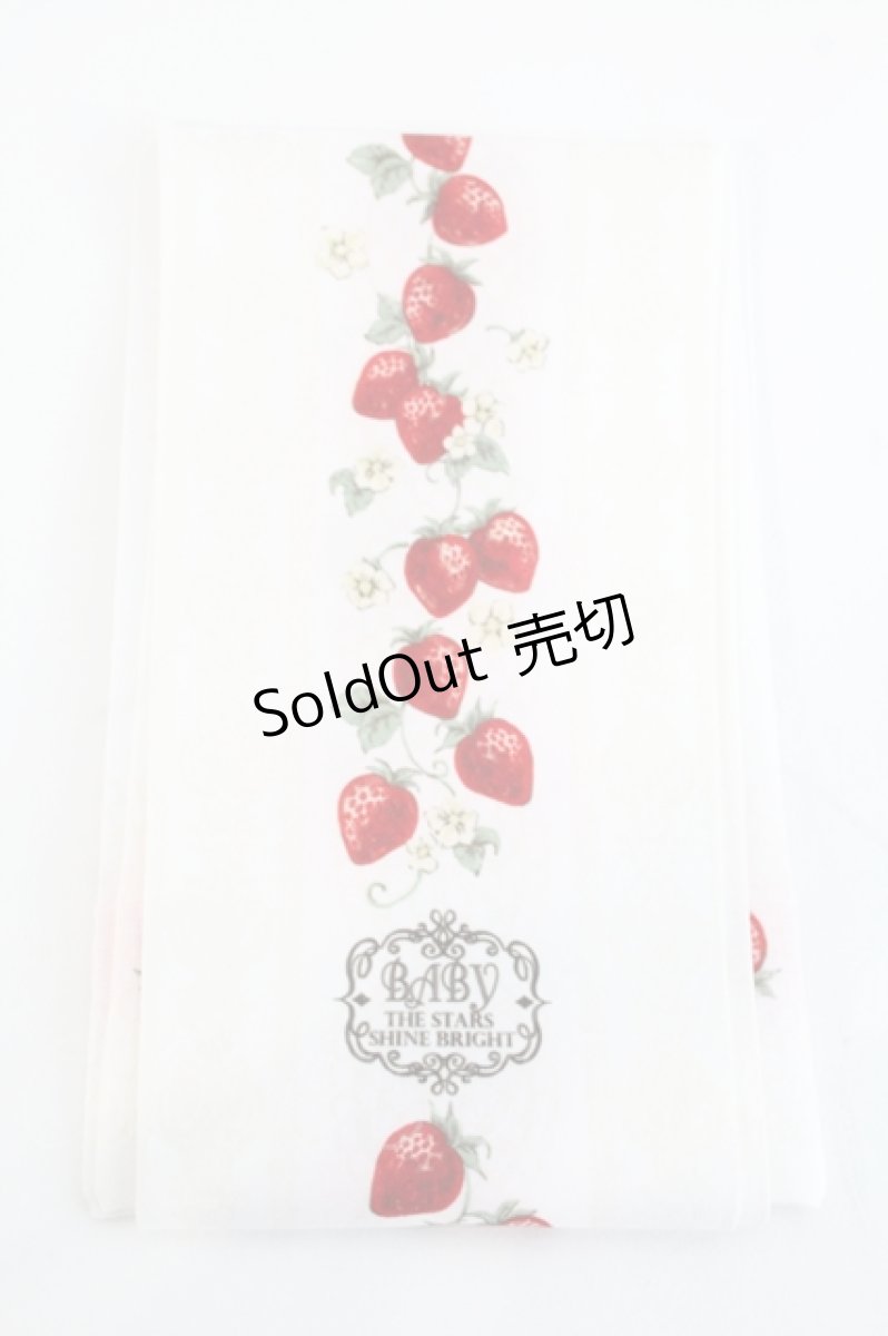 画像1: BABY,THE STARS SHINE BRIGHT / Strawberry’s Heart Drops柄オーバーニーソックス  白 I-26-05-22-110-BA-ZA-SA-ZI (1)