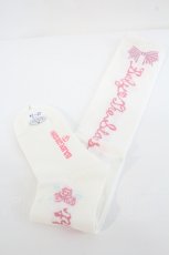 画像2: BABY,THE STARS SHINE BRIGHT / ロゴリボンオーバーニー  白ＸピンクＸサックス I-26-05-22-122-BA-ZA-SA-ZI (2)