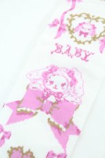 画像4: BABY,THE STARS SHINE BRIGHT / くみゃちゃんの Ribbon Ribbon C’est Bon Belle Journee柄オーバーニーソックス  白 I-26-05-22-128-BA-ZA-SA-ZI (4)