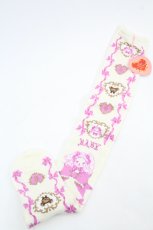 画像2: BABY,THE STARS SHINE BRIGHT / くみゃちゃんの Ribbon Ribbon C’est Bon Belle Journee柄オーバーニーソックス  生成り I-26-05-22-129-BA-ZA-SA-ZI (2)