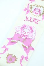 画像3: BABY,THE STARS SHINE BRIGHT / くみゃちゃんの Ribbon Ribbon C’est Bon Belle Journee柄オーバーニーソックス  生成り I-26-05-22-129-BA-ZA-SA-ZI (3)