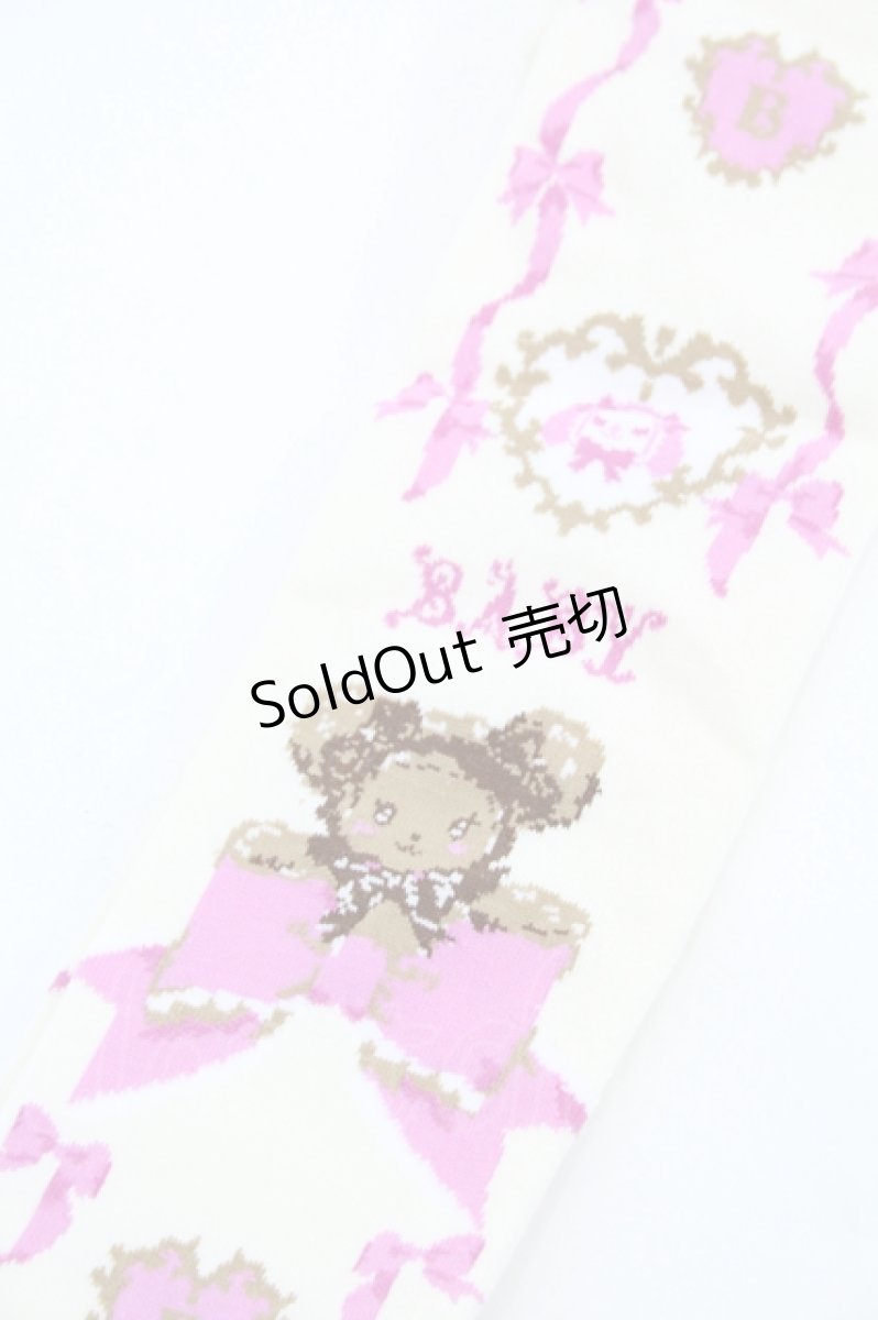 画像4: BABY,THE STARS SHINE BRIGHT / くみゃちゃんの Ribbon Ribbon C’est Bon Belle Journee柄オーバーニーソックス  生成り I-26-05-22-129-BA-ZA-SA-ZI (4)