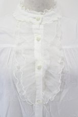 画像4: Emily Temple cute / チュールフリルハイネック半袖ブラウス  白 I-26-05-24-027-ET-BL-SA-ZI (4)