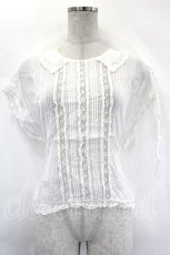画像1: PINK HOUSE / 縦レースピンタック半袖ブラウス  白 I-26-05-24-031-LO-BL-SA-ZI (1)