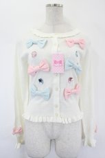 画像1: Angelic Pretty / リボンビジューニットカーディガン  白ＸピンクＸサックス I-26-05-24-042-AP-TO-SA-ZI (1)