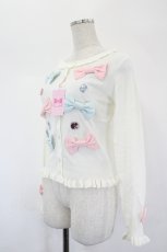 画像2: Angelic Pretty / リボンビジューニットカーディガン  白ＸピンクＸサックス I-26-05-24-042-AP-TO-SA-ZI (2)
