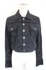 画像1: ALGONQUINS / ストライプ風刺繍ジャケット  黒 I-26-05-24-083-AL-JA-SA-ZI (1)