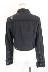 画像2: ALGONQUINS / ストライプ風刺繍ジャケット  黒 I-26-05-24-083-AL-JA-SA-ZI (2)