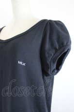 画像3: MILK / ロゴ刺繍パフスリーブ半袖ワンピース  ブラック I-26-05-24-099-ML-OP-SA-ZI (3)