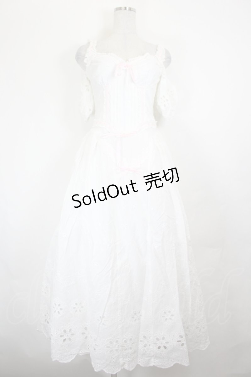 画像1: LACEMADE / 「マシュマロ」コルセットドレス XS 白Ｘピンク I-26-05-24-122-LO-OP-SA-ZI (1)