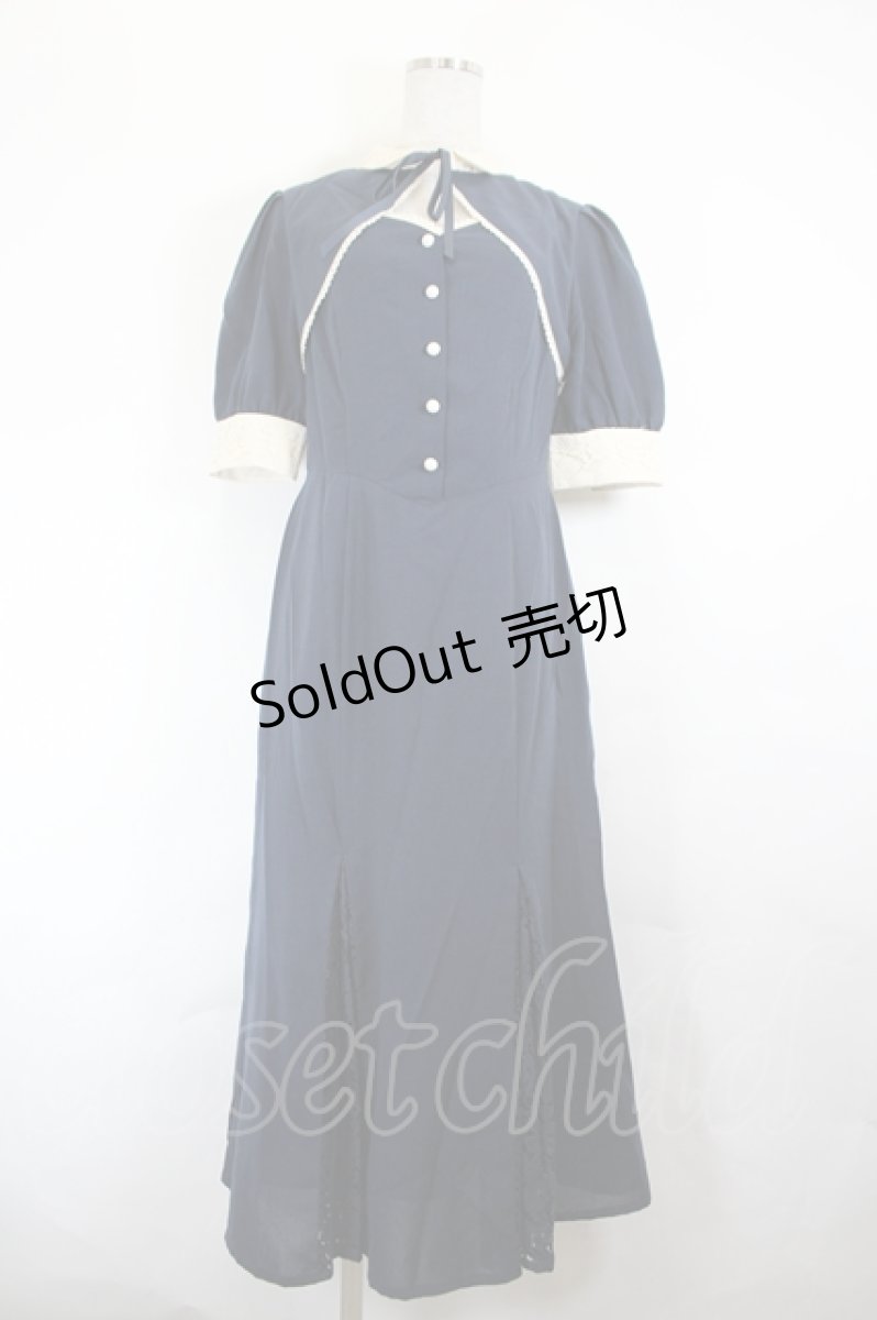 画像1: an another angelus / レース使いフロント開きマーメイドワンピース  ネイビー I-26-05-24-125-CA-OP-SA-ZI (1)