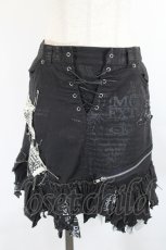 画像1: h.ANARCHY / ZIP切替英字プリントスカート  黒ＸグレーＸシルバー I-26-05-24-135-HN-SK-SA-ZI (1)