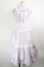 画像1: Angelic Pretty / クレッシェンドティアードジャンパースカート  ラベンダーＸ白 I-26-05-27-035-AP-OP-SA-ZI (1)
