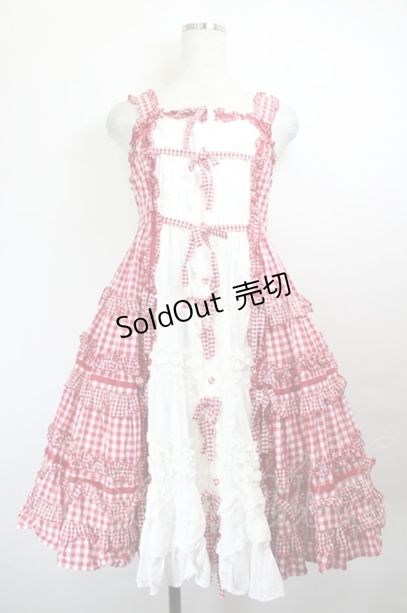 画像1: Angelic Pretty / Little Houseジャンパースカート  赤Ｘ白チェック I-26-05-27-036-AP-OP-SA-ZI (1)