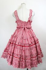 画像2: Angelic Pretty / Little Houseジャンパースカート  赤Ｘ白チェック I-26-05-27-036-AP-OP-SA-ZI (2)