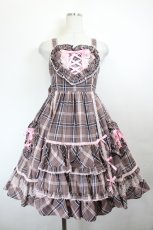 画像1: Angelic Pretty / トリプルハートジャンパースカート  ピンクチェック I-26-05-27-037-AP-OP-SA-ZI (1)
