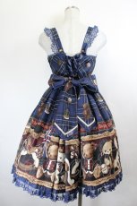 画像2: Angelic Pretty / British Bearジャンパースカートセット ジャンパースカート単品  青 I-26-05-27-038-AP-OP-SA-ZI (2)