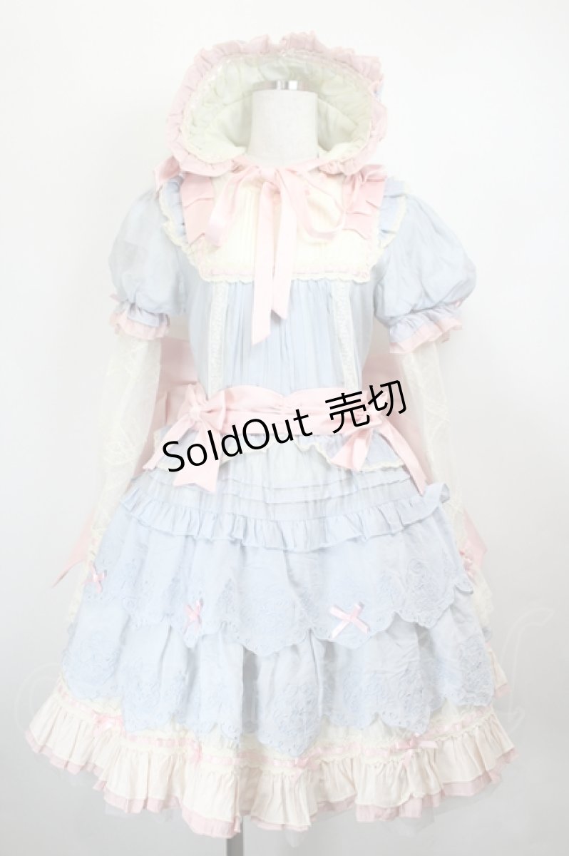 画像1: Antiques Doll / リボンレースワンピースセット S サックスＸピンクＸアイボリー I-26-05-27-054-LO-OP-SA-ZI (1)
