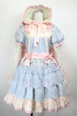 画像1: Antiques Doll / リボンレースワンピースセット S サックスＸピンクＸアイボリー I-26-05-27-054-LO-OP-SA-ZI (1)