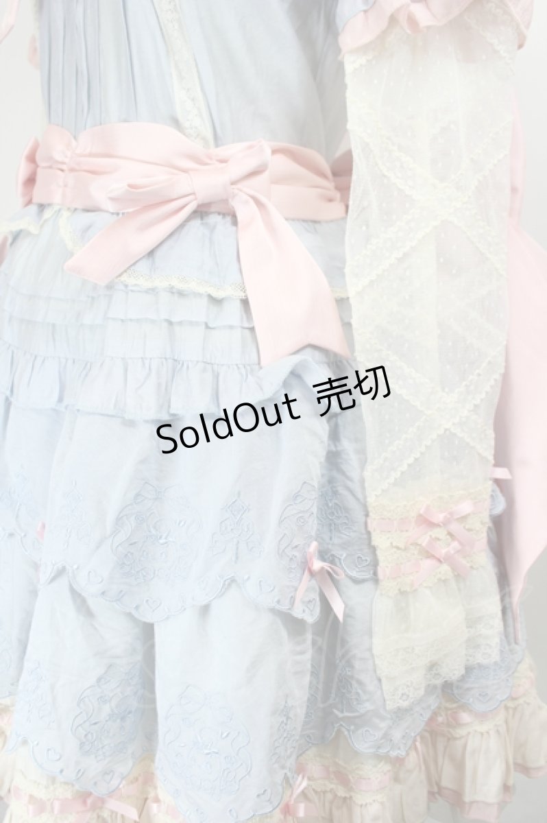 画像3: Antiques Doll / リボンレースワンピースセット S サックスＸピンクＸアイボリー I-26-05-27-054-LO-OP-SA-ZI (3)