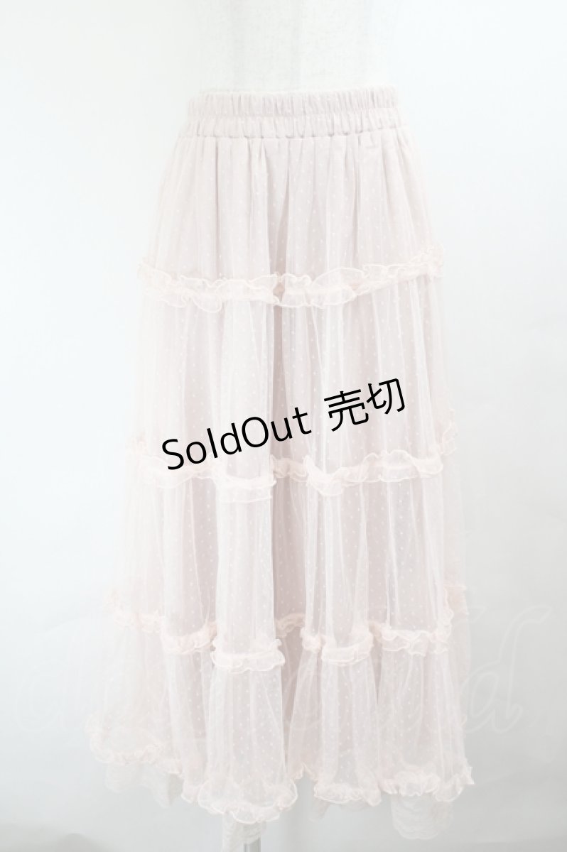 画像1: axes femme POETIQUE / チュールティアードロングスカート M ピンク I-26-05-27-087-AX-SK-SA-ZI (1)