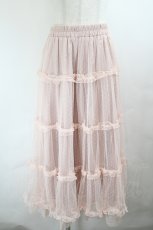 画像1: axes femme POETIQUE / チュールティアードロングスカート M ピンク I-26-05-27-087-AX-SK-SA-ZI (1)