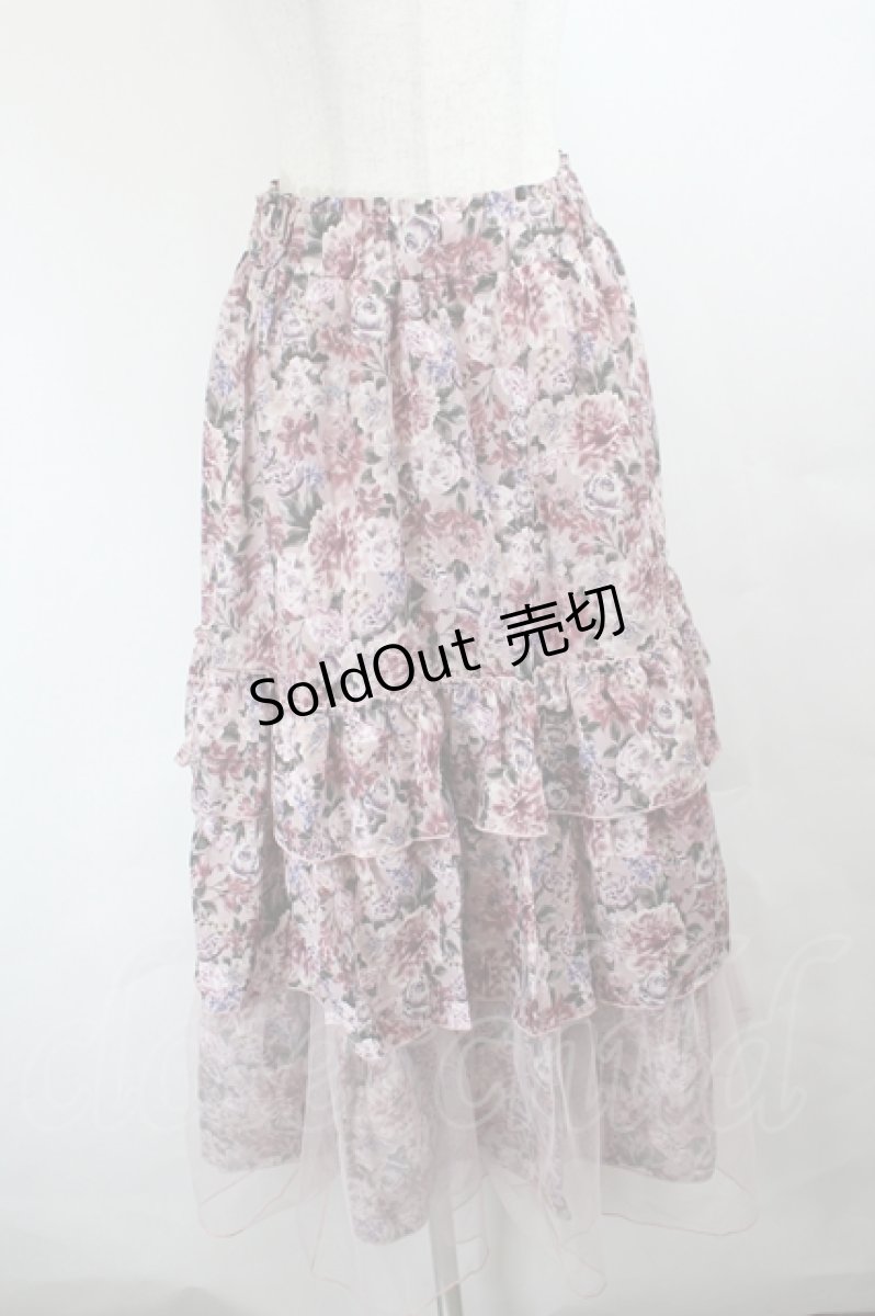 画像1: axes femme / フルールPTティアードスカート F ピンク I-26-05-27-088-AX-SK-SA-ZI (1)