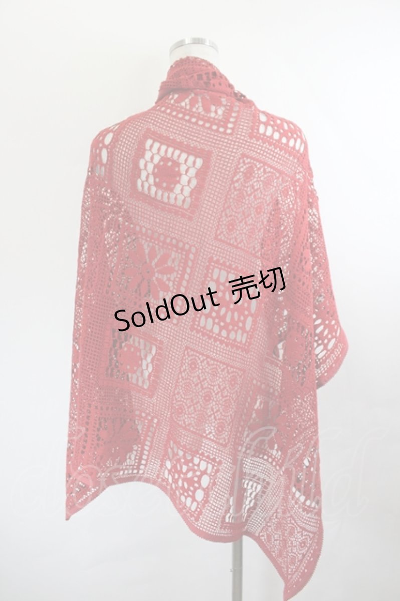 画像3: PINK HOUSE / パッチワークニットストール  赤 I-26-05-27-110-LO-ZA-SA-ZI (3)
