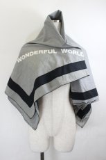 画像1: WONDERFUL WORLD / ロゴ&ギンガムチェック大判ストール  黒Ｘ白チェック I-26-05-27-119-LO-ZA-SA-ZI (1)