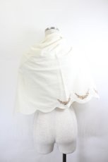 画像2: PINK HOUSE / ロゴ&フラワー刺繍スカラップ大判ストール  アイボリーＸブラウン I-26-05-27-123-LO-ZA-SA-ZI (2)