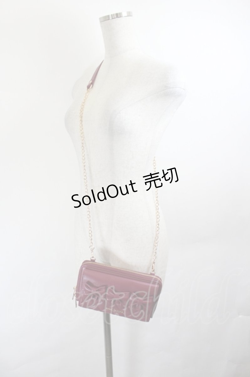 画像2: axes femme / リボンキルトヨコ型ショルダー  ワイン I-26-05-27-128-AX-BG-SA-ZI (2)