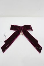 画像1: axes femme POETIQUE / ベルベットリボンクリップ  ワイン I-26-05-29-050-AX-AC-SA-ZI (1)