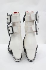 画像2: Demonia / ダブルアンクルストラップ編み上げアンクルブーツ 約22CM(外側採寸) 白Ｘ黒 I-26-05-29-091-PU-SH-SA-ZI (2)