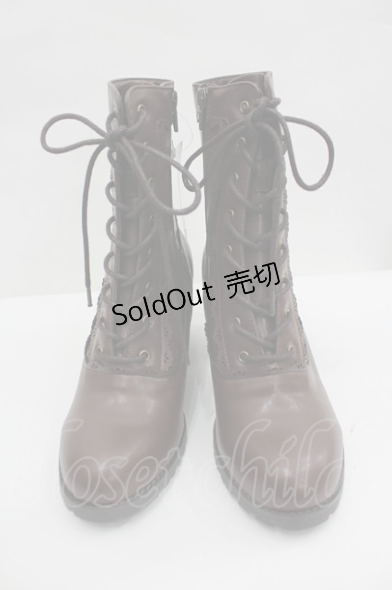 画像1: axes femme / スカラップレースアップブーツ L ブラウン I-26-05-29-094-AX-SH-SA-ZI (1)