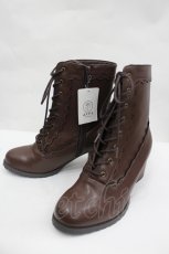 画像3: axes femme / スカラップレースアップブーツ L ブラウン I-26-05-29-094-AX-SH-SA-ZI (3)
