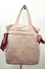 画像1: Maison de FLEUR / ダブルリボントートバッグ  ピーチ I-26-05-29-020-LO-BG-TE-ZI (1)