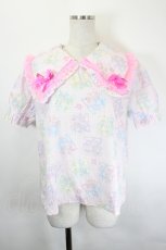画像1: Nile Perch / BEARチェック半袖ブラウス  ピンクＸ白チェック I-26-05-31-003-LO-BL-SA-ZI (1)