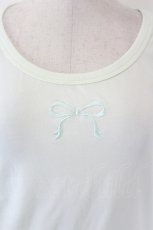 画像4: SWIMMER / リボン刺繍チュール袖カットソー  ミントX白 I-26-05-31-023-LO-TO-SA-ZI (4)
