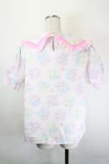 画像2: Nile Perch / BEARチェック半袖ブラウス  ピンクＸ白チェック I-26-05-31-003-LO-BL-SA-ZI (2)