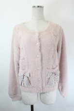 画像1: axes femme / リボン付フェザーニットカーディガン F ピンク I-26-05-31-027-AX-TO-SA-ZI (1)