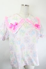 画像3: Nile Perch / BEARチェック半袖ブラウス  ピンクＸ白チェック I-26-05-31-003-LO-BL-SA-ZI (3)