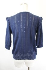 画像2: axes femme / リボン花刺繍透かし編みカーディガン F 紺 I-26-05-31-031-AX-TO-SA-ZI (2)